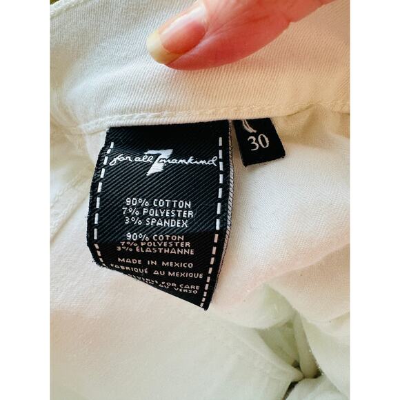 7 For All Mankind White Distressed Raw Hem Gwenevere Jeans 30 - Picture 12 of 16